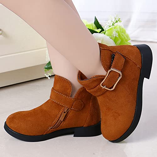 EnJoCho Kids Girl Boots Girls Shoes Fashion Solid Color Short Boots Non Slip Breathable Nude Women Boots 3-12Years2