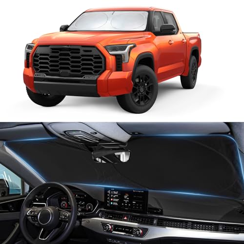 BOODANCARS Sun Shade for Toyota Tundra Windshield Sunshade fit for Tundra 2022-2025 2026 Limited SR5 Platinum TRD Pro Pickup Accessories Front Window Shield Windshield Cover Sun Visor Protector