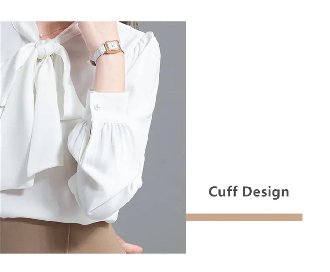 Blusas de oficina para mujer, con lazo, de manga larga, estilo coreano, holgadas
