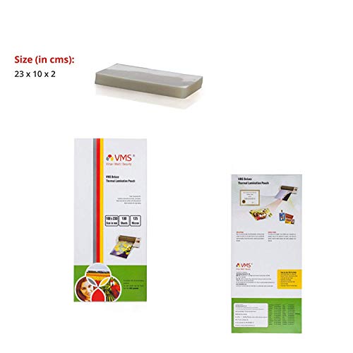 Image of VMS Deluxe Thermal Lamination Pouch(Sheets) & VMS Deluxe 100x230mm 125 Micron Lamination Pouch - 100 Sheets