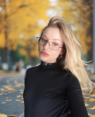 ADE WU Fashion Sunglasses Glasses for Women Men, Narrow Rectangle Frame Unisex Style, Gold Rectangular Rimmed Brown Lense and Lightweight Black Frame Blue Light Glasses y2k 90s Stylish Trending2