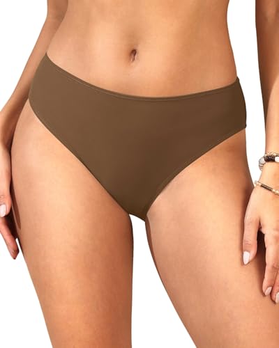 Image of Zmart Women Full Coverage Bikini Bottoms - Mid Rise Bathing Suit Swim Bottom Swimsuit Swimwear