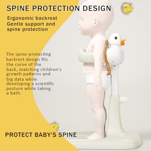 Image of Adjustable Height Baby Shower Stand with Anti-Slip Base, Bath Shower Standing Support, Portable Bath Helper