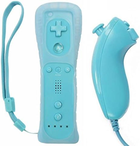 Remote Controller for Wii Remote and Nunchuck Controllers with Silicon Case for Wii (Blue)