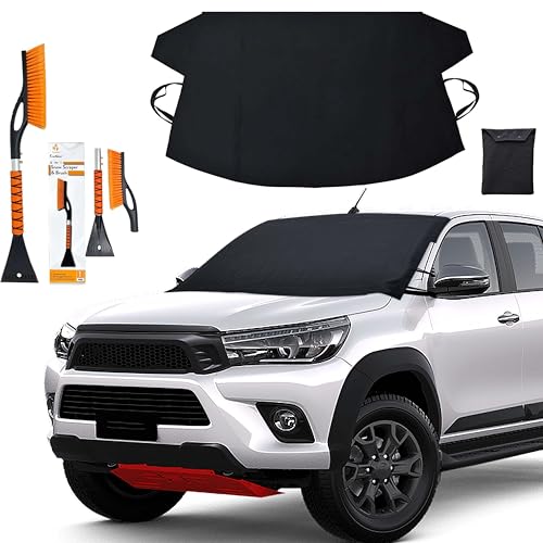 Image of EcoNour Truck Windshield Cover for Ice and Snow (74 inchx43 inch) | Snow Brush and Ice Scrapers for Car (1 Pack) with Scratch Free Bristle Head | Winter Car Kit for Pickup Trucks, Fullsize SUVs