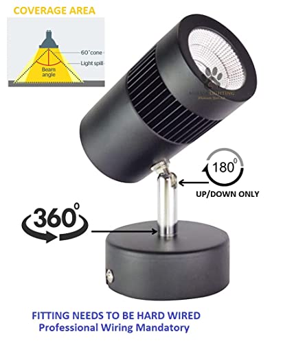 Mufasa 6 Watts Black Body LED Spot Focus Wall Light 13Cm Height (White, Aluminium Body)