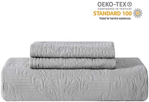 Hansleep Quilt Set Ultrasonic Light-weight Mattress Decor Coverlet Set Comforter Bedding Cowl Bedspread for All Season Use (Gray, Full/Queen) 9 413td6IHNDL. AC