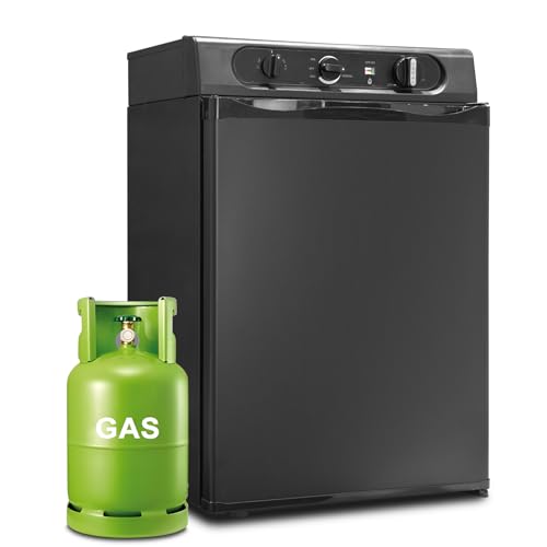 SMETA 60L 12V 220V Gas Nevera Trivalente,Pequeña Nevera para Furgoneta Camper,Caravana, Mini Frigorífico para Van, RV, Camión, Yate, Silenciosa
