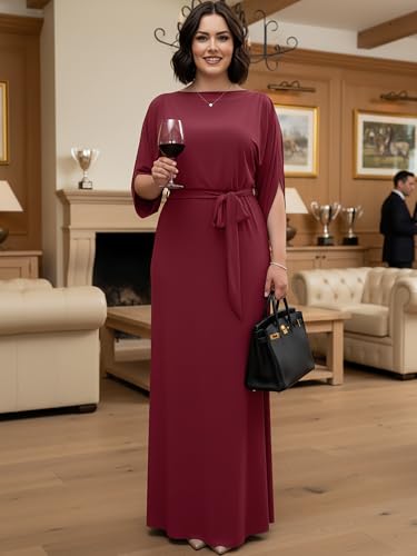 Image of KOH KOH Womens 2026 Flowy Formal Batwing Sleeve Evening Casual Gown