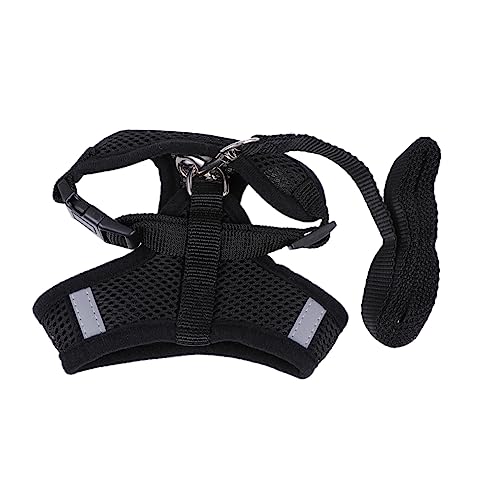 BESPORTBLE Hundegeschirr Für Kleine Hunde Und Katzen Verstellbar Reflektierend Atmungsaktiv Größe l Schwarz Für Haustierbedarf Welpen Und Reisen