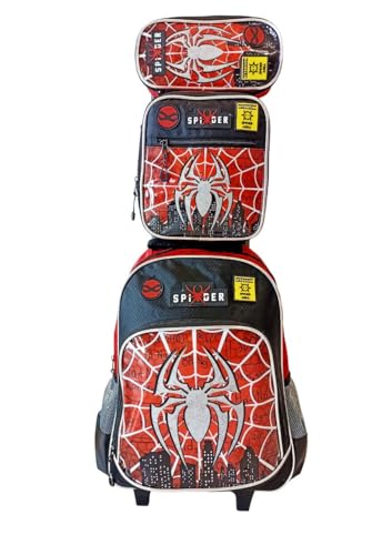 Kit Mochila Escolar Super Aranha de Rodinhas Mochila Estojo E Lancheira Infantil