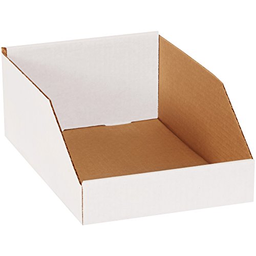 Image of Partners Brand PBINMT812 Open Top Bin Boxes, 8 inch x 12 inch x 4 1 /2 inch, Oyster White (Pack of 50)