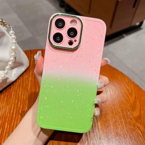 Coque silicone souple dégradé iPhone 14 13 12 11 Pro Max double couleur rose vert