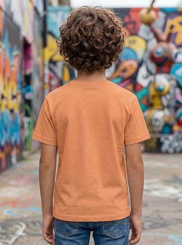 Image of HELLCAT Boys Round Neck Printed Blended Cotton Tshirt -Combo Pack of 2 - Orange /Blue