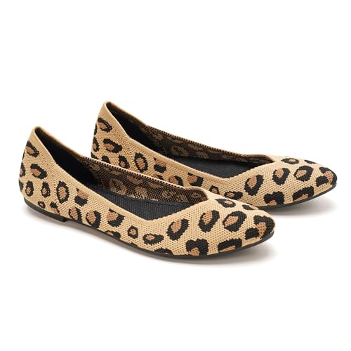GLAMORA Ballerines Femme Maille Tricotée Bout Pointu Coupe Étroite Chaussures Plates Respirantes...