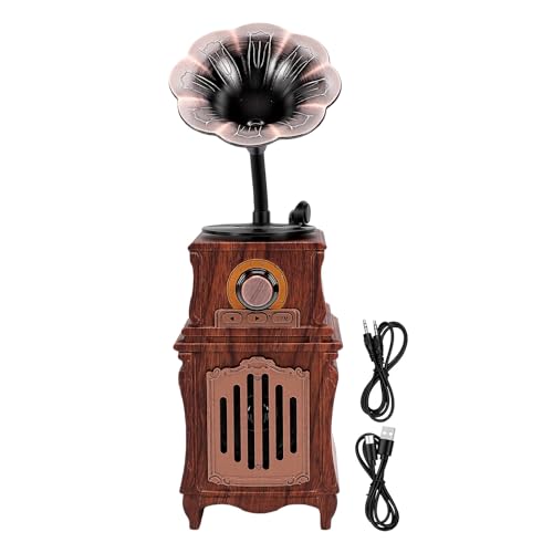 Altavoz retro de gramófono con diseño vintage premium y placa giratoria decorativa