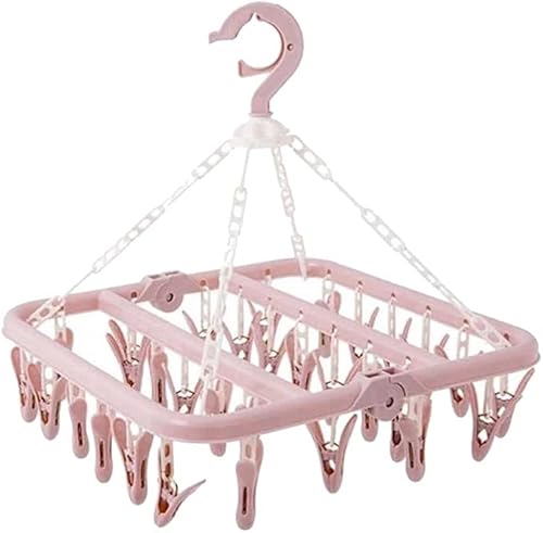 Perchas de secado de ropa plegables con clip, colgador de goteo de plástico con 32 clips de secado a prueba de viento, gancho para ropa interior con