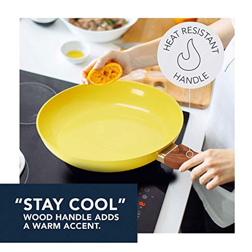 Phantom Chef 8” & 11" Frying Pan Set | Pure Aluminum Nonstick Frying Pan Set With Easy Clean Ceramic Coating | Soft Touch Stay Cool Handle | Ptfe Pfoa Lead And Cadmium Free Fry Pan | 2 Piece | Yellow #TOP3