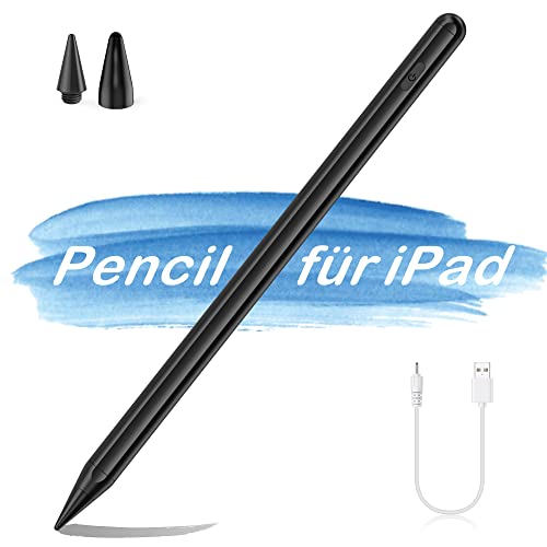 AT-MIZHI Stylus Stift für Apple iPad (2018-2022) Pencil mit Magnetisch & Tilt Funktion & Palm Rejection, Stylus Pen 2. Generation für iPad Pro 11 & 12,9'', iPad Air 5./4. Gen, iPad Mini 6. Gen,Schwarz Cover