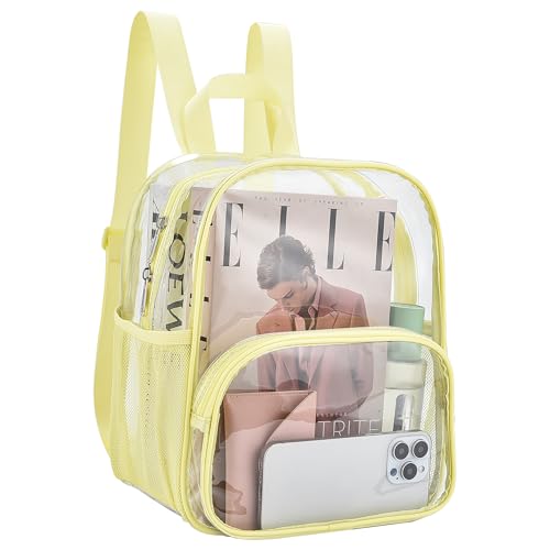 Image of Busiuw Clear Backpack for Stadium Events 12x12x6 with Front Pocket for Concert Sport Fashion Women Backpack Events Work Travel (Yolk Yellow)