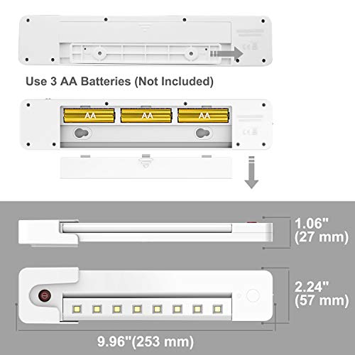BIGLIGHT Under Counter Light Battery Operated, Dimmable Closet Light with Remote and Timer, Wireless Under Cabinet Lighting, Stick on Lights for Pantry Wardrobe Shelf, Warm White, 10 Inch by BIGLIGHT - Used condition - Image 2