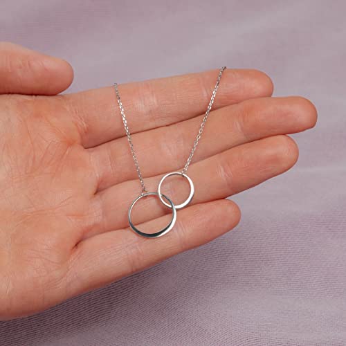 Suavell Sister Necklace - Sterling Silver Interlocking Double Circle Necklace - Birthday Gift for Sister - Maid of Honor Gift3
