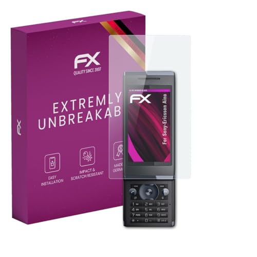 atFoliX Protection Écran Film de verre en plastique compatible avec Sony-Ericsson Aino Verre film protecteur, 9H Hybrid-Glass FX Protection Écran en Verre...