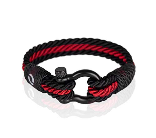 Survival Bracelet For Men | Handmade Paracord Accesorry | Classic Rope Gift | Sailing Bracelet | Decorative Rope |Red Color B-2-7.5 #TOP9