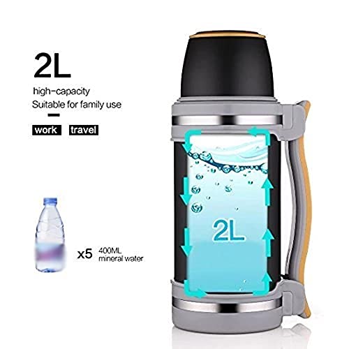 Twdyc 2L Stainless Steel Insulated Vacuum Flask Work Travel Camping Sport Kettle,Vacuum Insulated Beverage Bottle,Insulated Cup Mug (Color : Silver) #TOP2