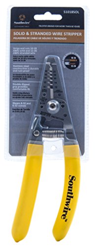 Southwire - 58278040 S1018Sol Wire Stripper And Cutter For Stranded And Solid Copper Wire, Strips 10-18 Awg Solid, Strips 12-20 Awg Stranded, Features Wire Bending Hole & Screw Shearing Holes #TOP2
