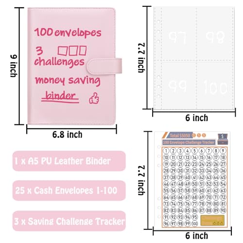 Antner 100 envelopes Challenge Binder Savings Challenges Book to Save $5.050, 10.000 e $500, planeja