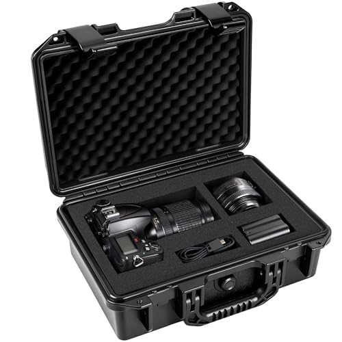 OUUTMEE Portable Hard Case, Waterproof Protective Camera Hard Compact Case with Customized Foam, IP67 Rated Shockproof Carrying case for Cameras, Drones,Lenses, Tools and Equipment 33.5 x 26 x 13CM