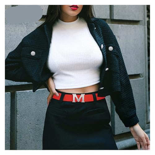 Women's detachable letter M board buckle PU belt jeans Halloween dress4