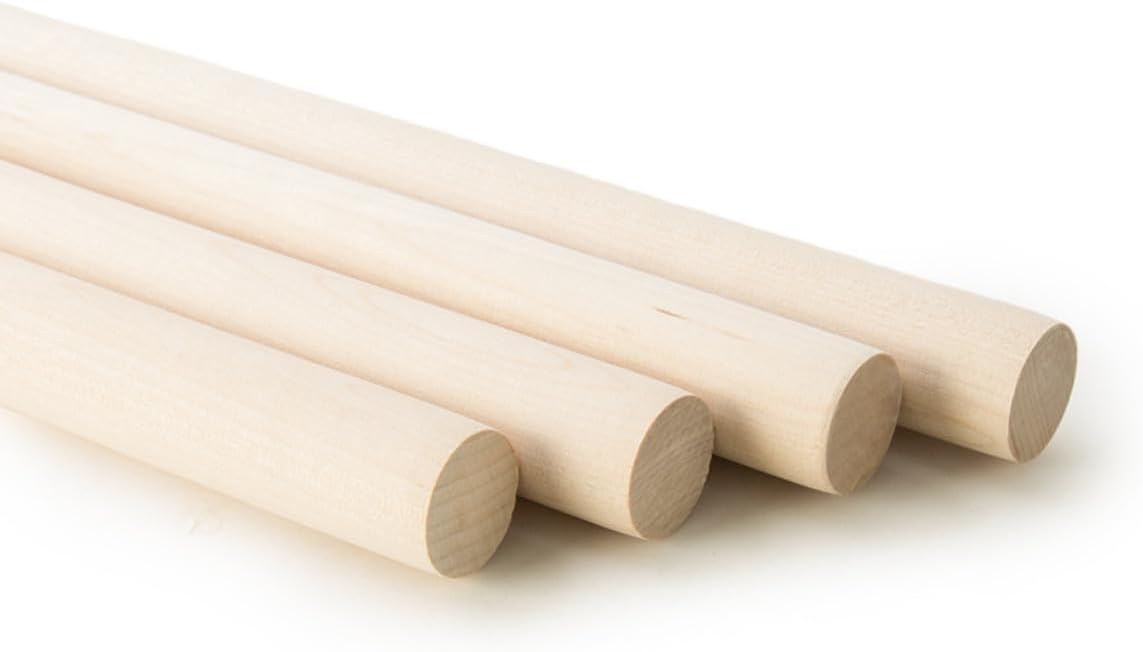 5 Pcs, 1-1/4" X 36" Maple Wood Dowels Hardwood