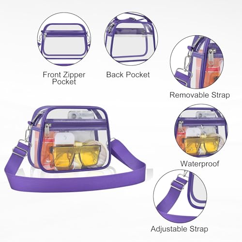 Image of Clear Bag for Stadium Events Clear Sports Fan Handbags Purses with Adjustbale Strap for Concerts Festivals Game Day