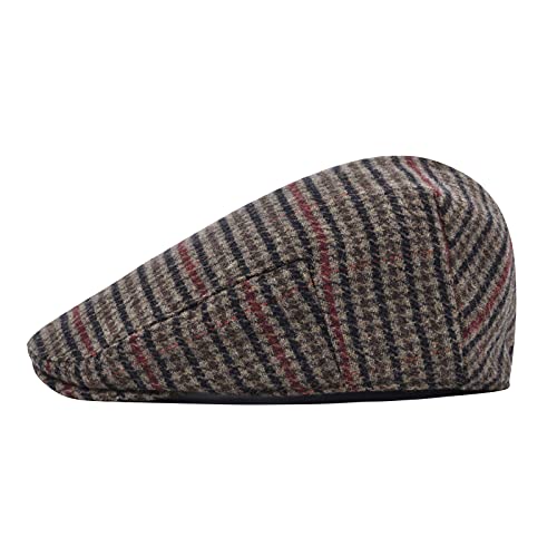 Starance Men Hat Wool Blend Newsboy Ivy Hat Tweed Flat Cap (Houndstooth Coffee, 7 3/4) #TOP2