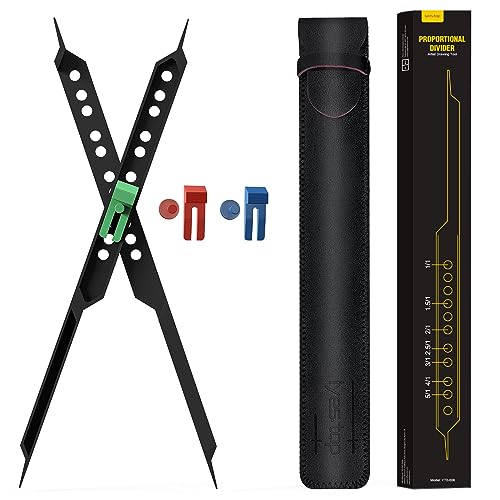 Divisor Proporcional Herramienta de Dibujo para Artistas, Divisor de Escala de 10' para Artistas, Estudiantes de Dibujo, Arquitectos, Diseñadores con Funda Protectora de Cuero - Suministros de Arte