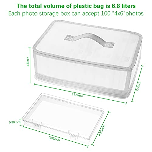 Gbivbe Photo Storage Bag 4X6, 10 Inner Large Photo Storage Box Photo Cases Store Up To 1000 Photos, Photo Organizer Cards Craft Keeper With Handle For Photo Puzzles Cards Seed Packets (White) #TOP1