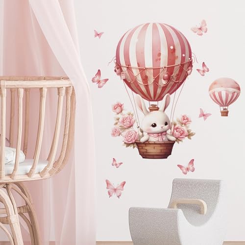 Vinilos Decorativos Rosa Conejo y Globo Aerostático para Pared miniatura 5