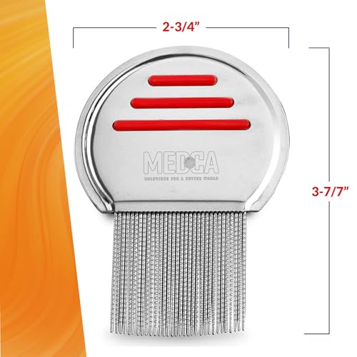 Lice Comb - (Pack of 2) Stainless Steel Professional Lice Combs and Head Lice Treatment to Effectively Get Rid of Hair Lice and Nits, Best Results for Infection and Re-infection in Kids & Adults