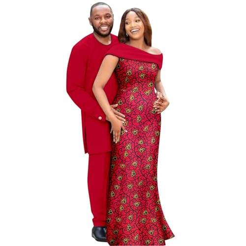 MaxPick African Couples Ankara Printed Fabric Women's Sexy Dresses Men's