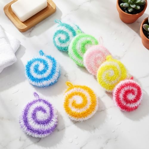 Image of Kenning 12 Pcs Dish Scrubber Non Scratch Dish Washing Scrubbers Reusable Household Cleaning Kitchen Tools for Dishwashing Washing Dishes Cookware Tubs Sinks (Candy)