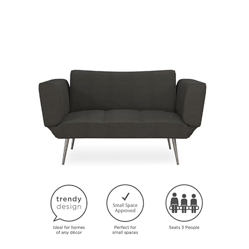 Novogratz Leyla Loveseat, Multifunctional And Modern Design, Adjustable Armrests To Create A Couch Sleeper -Grey #TOP5