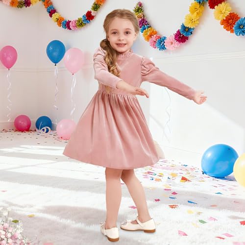 Toddler Girls Velvet Dress Puff Long Sleeve Lace Collar Halloween Party Dresses Baby Fall Winter Clothes 2-7T3