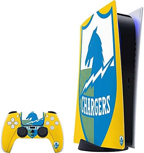Skinit Decal Gaming Skin Compatible with PS5 Digital Edition Bundle - Officially Licensed NFL Los Angeles Chargers Black & White Design