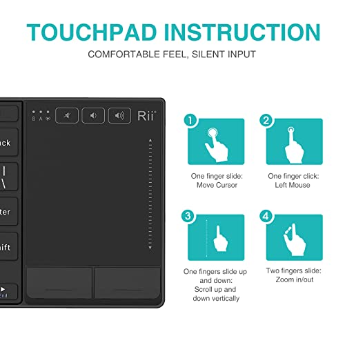 Rii K22 Wireless Keyboard For Windows,Ultra Slim Silent Keyboard With Touchpad,2.4 Ghz Wireless Computer Keyboard,Compatible With Pc, Laptop #TOP4