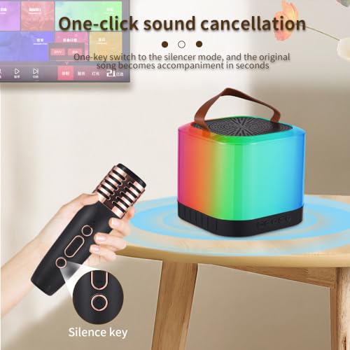 CIADAZ Conjunto de mini máquina de karaokê, microfone sem fio e alto-falante com 2 microfones recarr