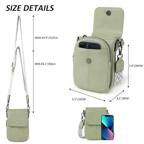 Image of TANTOMI Small Crossbody Bags for Women, Small Purses with Card Slots Phone Purse Wide Adjustable Strap (Light Green)