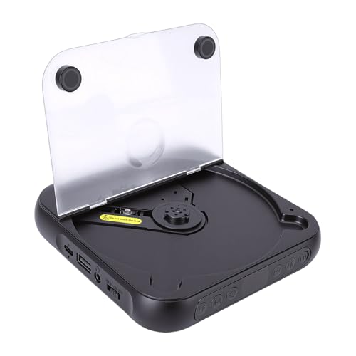 Topiky Reproductor de CD Portátil con Altavoces Estéreo Duales, Reproductor de CD Portátil Recargable con Bluetooth, de de Escritorio para el Coche en Casa, Soporte (Black)
