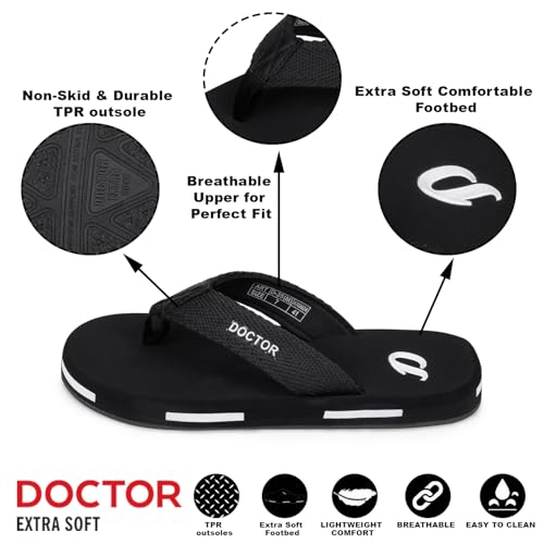 Image of DOCTOR EXTRA SOFT Men's Classic TPR Slippers with Cushion FootBed for Adult| Comfortabl &Light Weight|Stylish & Anti-Skid|Orthopedic Casual Durable Waterproof Everyday Dr.Flip Flops Gents & Boys D-35